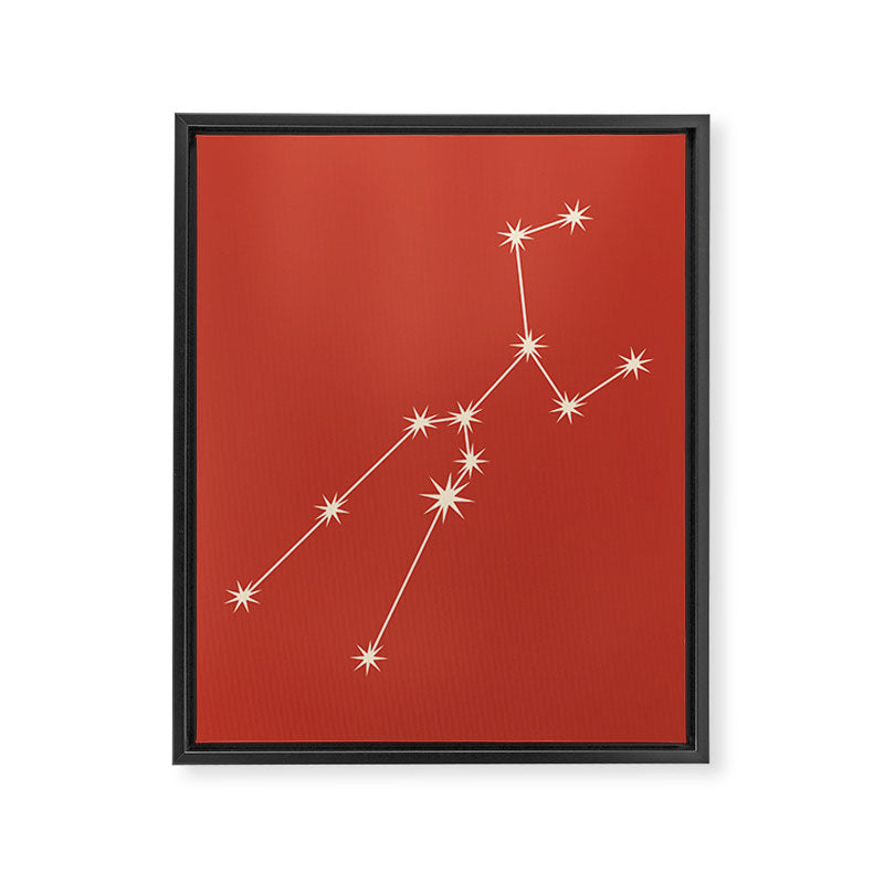 Taurus Zodiac Star Constellation Line Art Red Framed Canvas Print Gallery Image 8