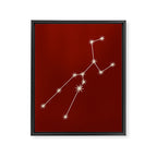 Taurus Zodiac Star Constellation Line Art Ruby Red Framed Canvas Print Gallery Image 8