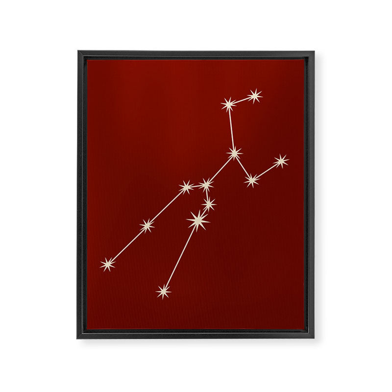 Taurus Zodiac Star Constellation Line Art Ruby Red Framed Canvas Print Gallery Image 8