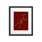 Taurus Zodiac Star Constellation Line Art Ruby Red Framed Art Print Gallery Image 6