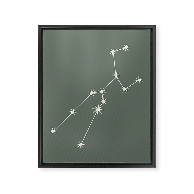 Taurus Zodiac Star Constellation Line Art Sage Framed Canvas Print Gallery Image 8