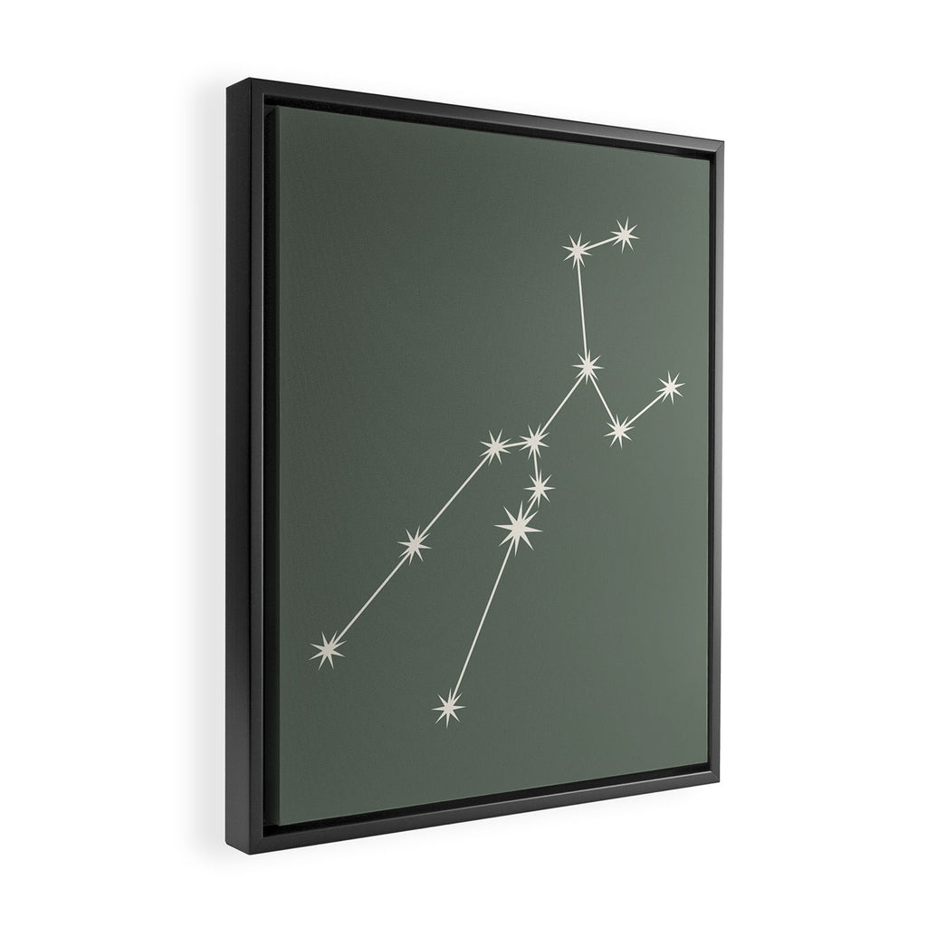 Taurus Zodiac Star Constellation Line Art Sage Framed Canvas Print Gallery Image 2