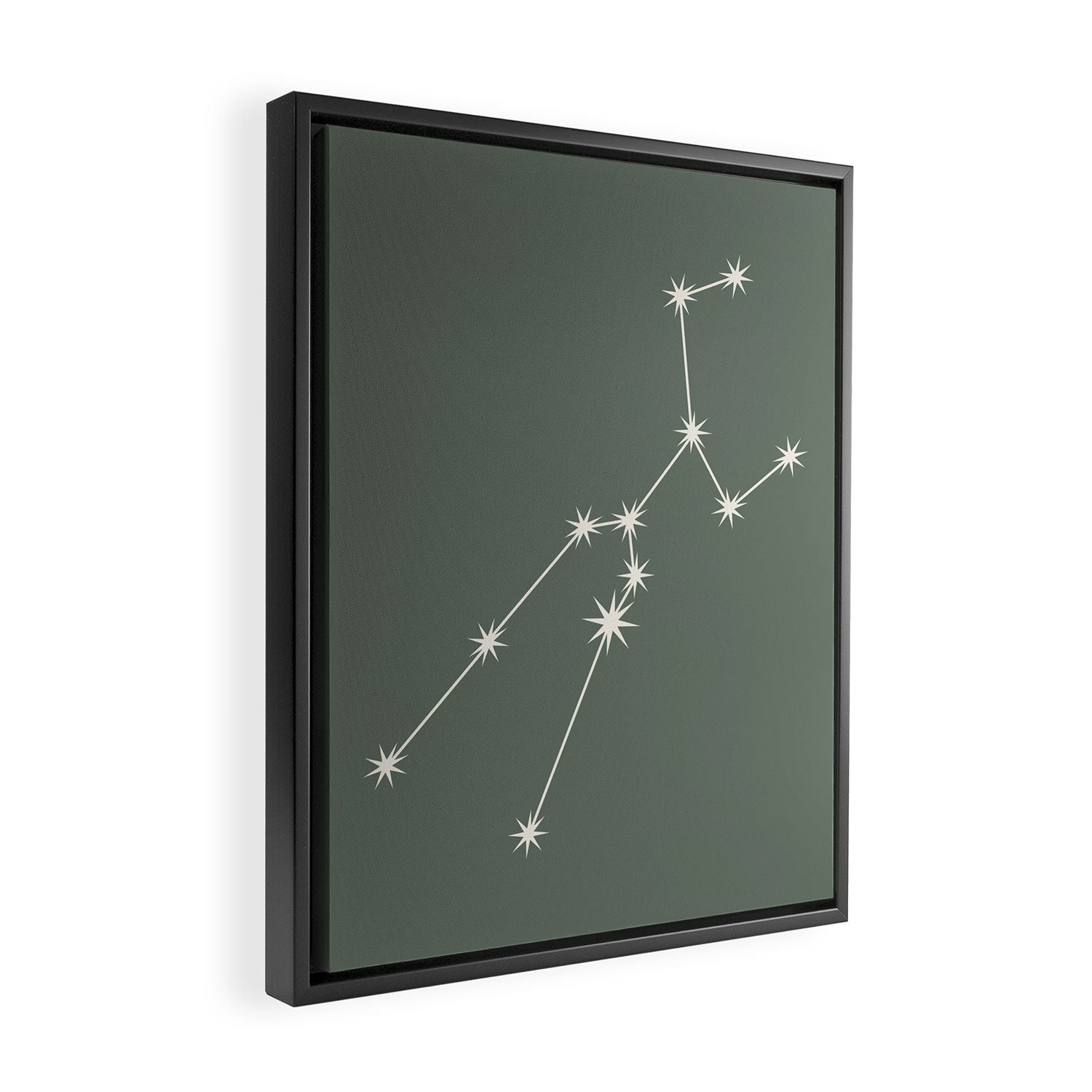 Taurus Zodiac Star Constellation Line Art Sage Framed Canvas Print Gallery Image 2
