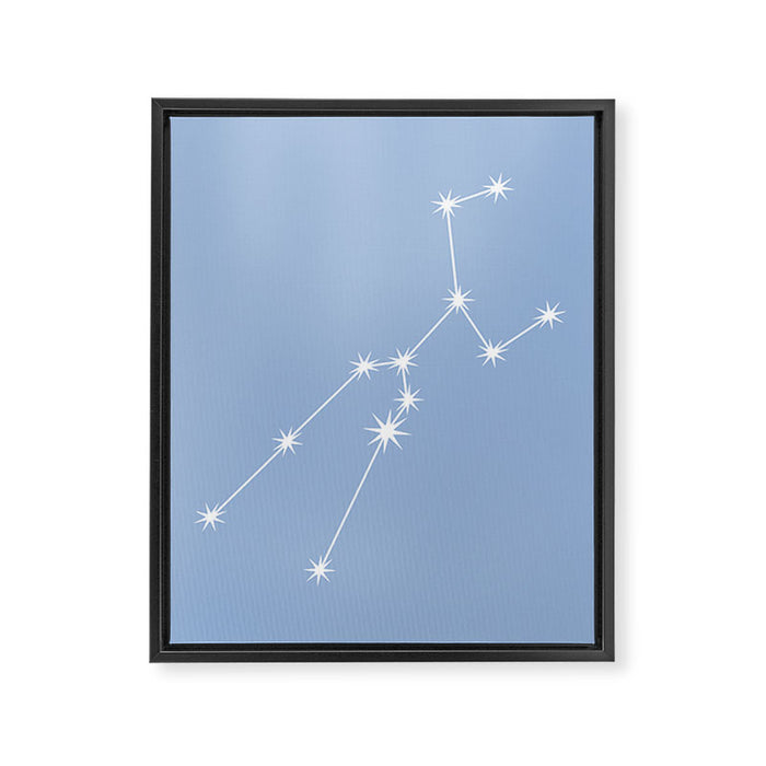 Taurus Zodiac Star Constellation Line Art Sky Blue Framed Canvas Print Gallery Image 1