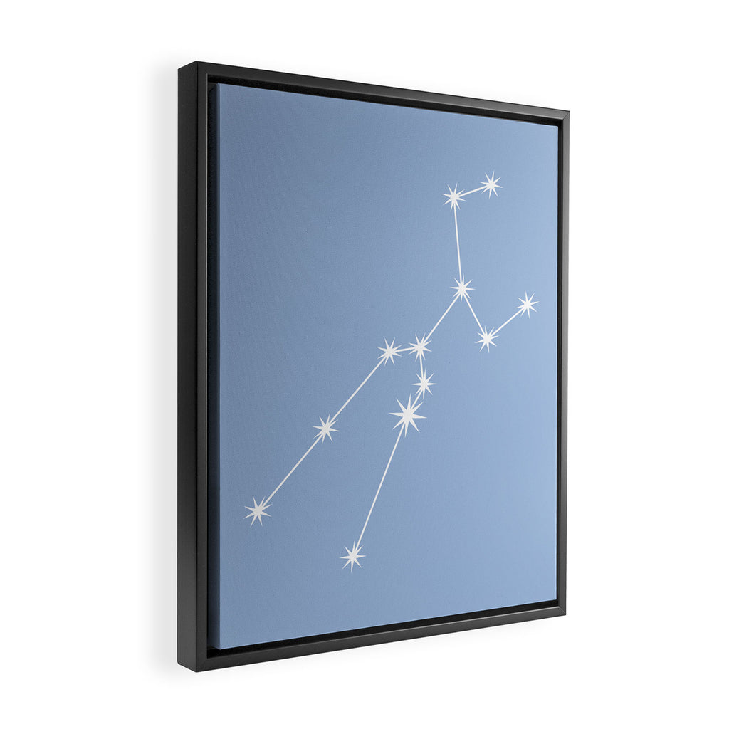Taurus Zodiac Star Constellation Line Art Sky Blue Framed Canvas Print Gallery Image 2