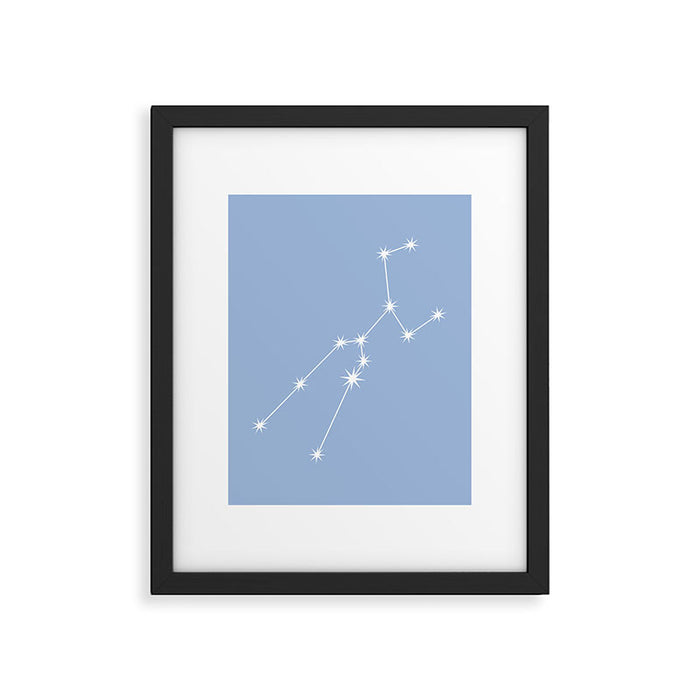 Taurus Zodiac Star Constellation Line Art Sky Blue Framed Art Print Gallery Image 1