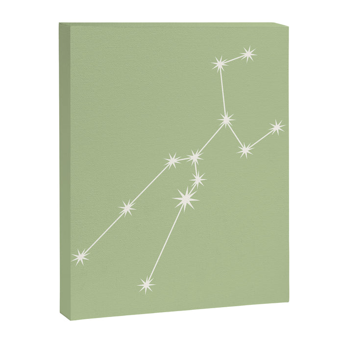 Taurus Zodiac Star Constellation Line Art Soft Green Canvas Print Gallery Image 1