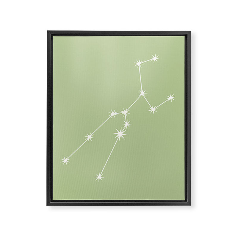 Taurus Zodiac Star Constellation Line Art Soft Green Framed Canvas Print Gallery Image 8