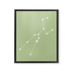 Taurus Zodiac Star Constellation Line Art Soft Green Framed Canvas Print Gallery Image 8