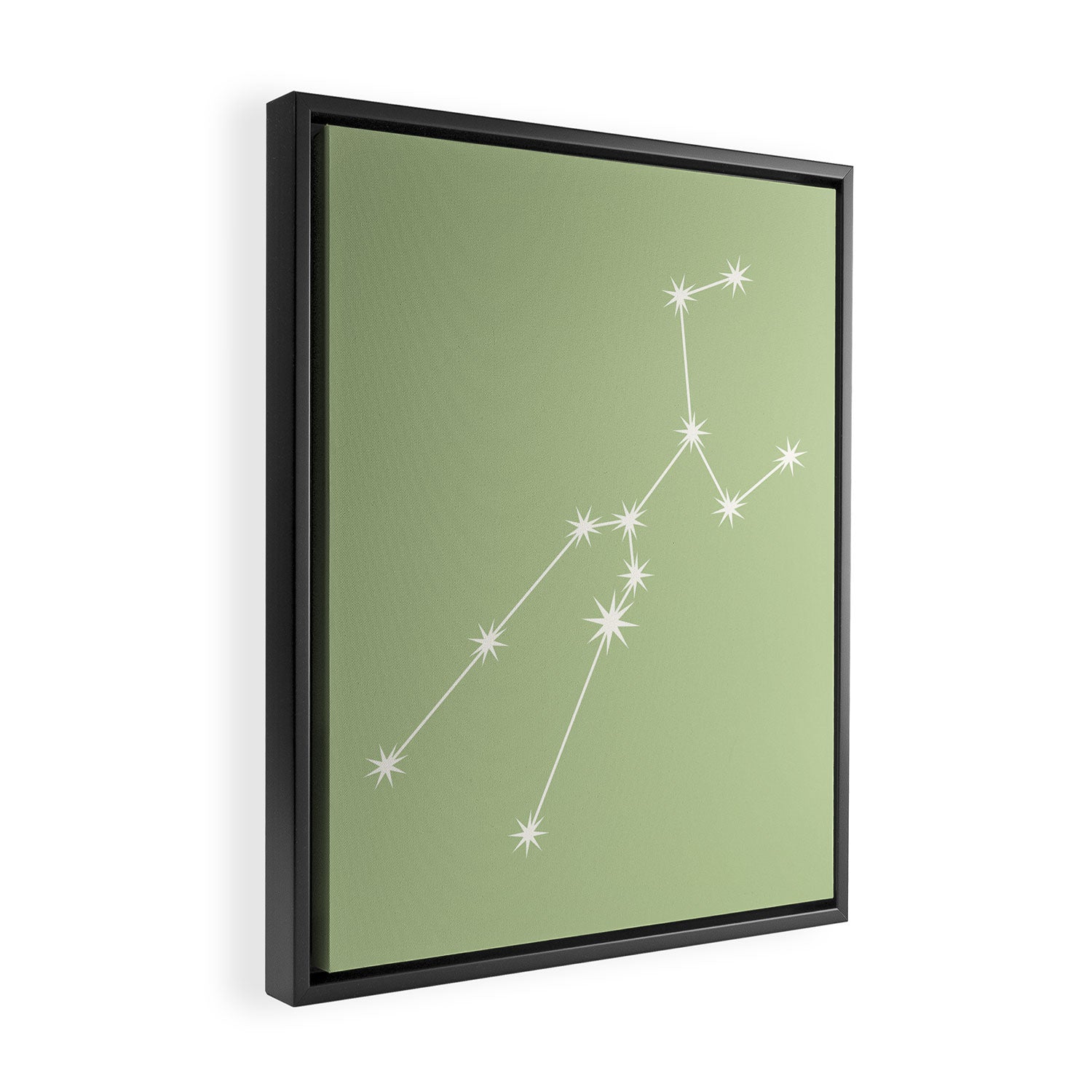 Taurus Zodiac Star Constellation Line Art Soft Green Framed Canvas Print Gallery Image 2