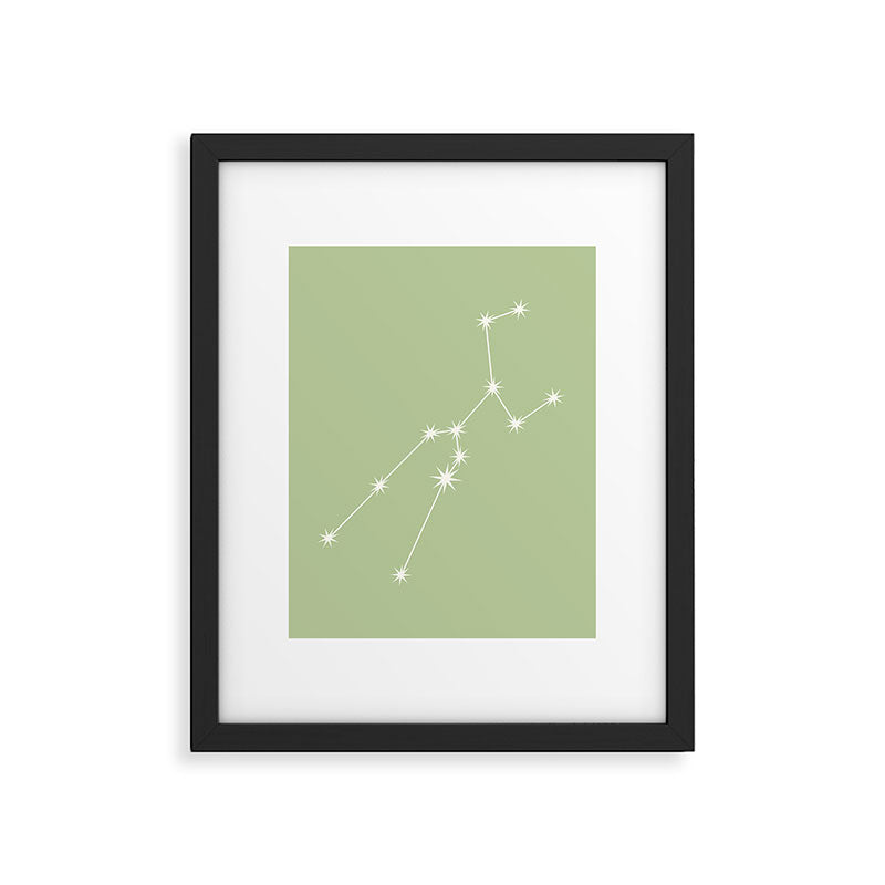 Taurus Zodiac Star Constellation Line Art Soft Green Framed Art Print Gallery Image 6