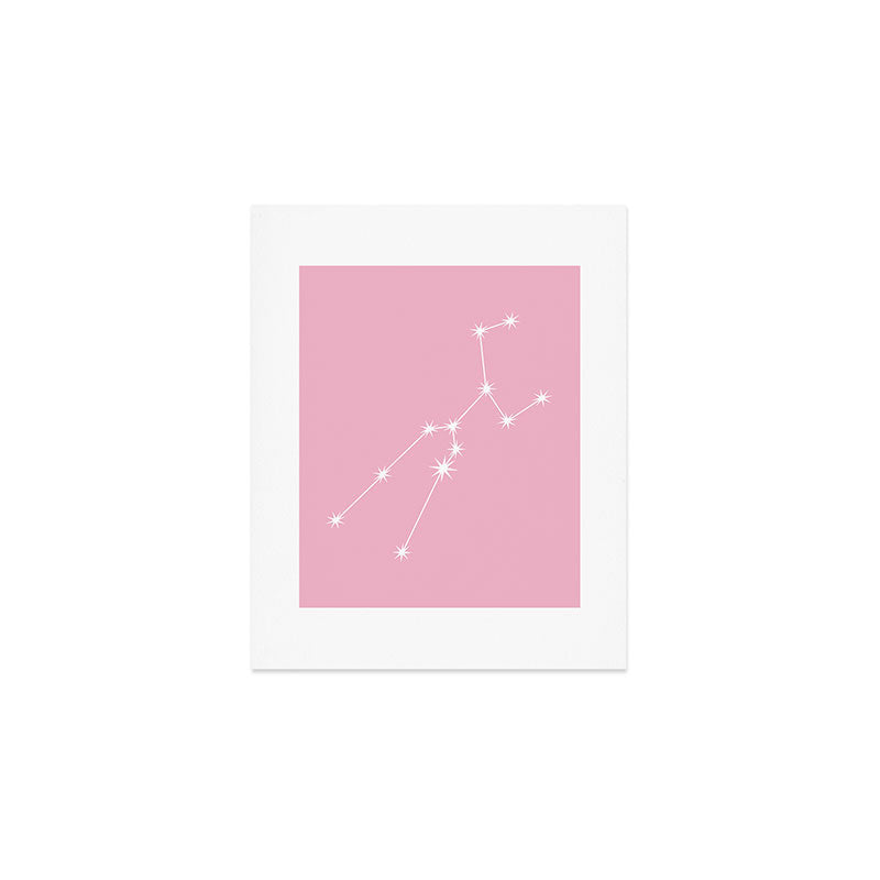 Taurus Zodiac Star Constellation Line Art Soft Pink Art Print Gallery Image 1