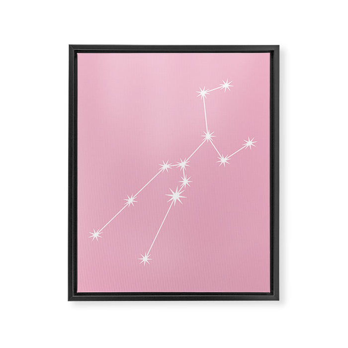 Taurus Zodiac Star Constellation Line Art Soft Pink Framed Canvas Print Gallery Image 1