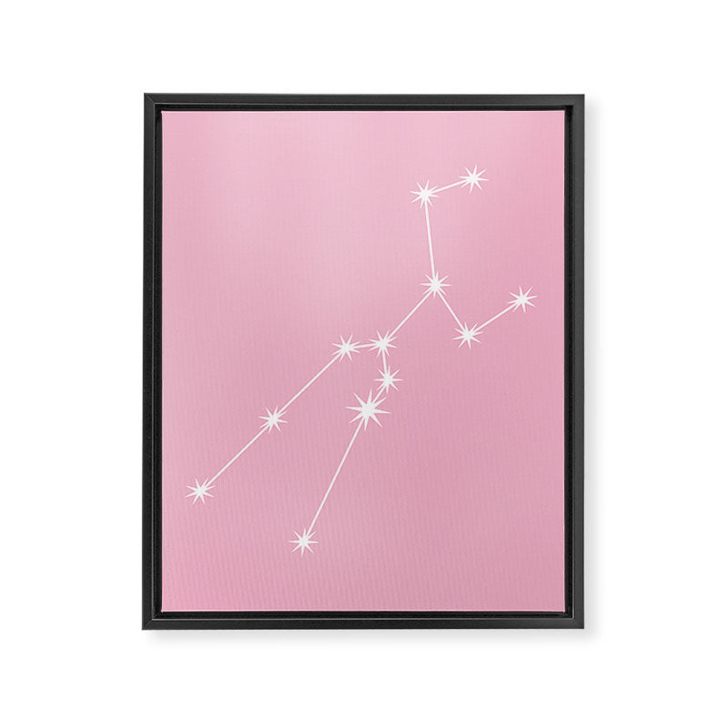 Taurus Zodiac Star Constellation Line Art Soft Pink Framed Canvas Print Gallery Image 8