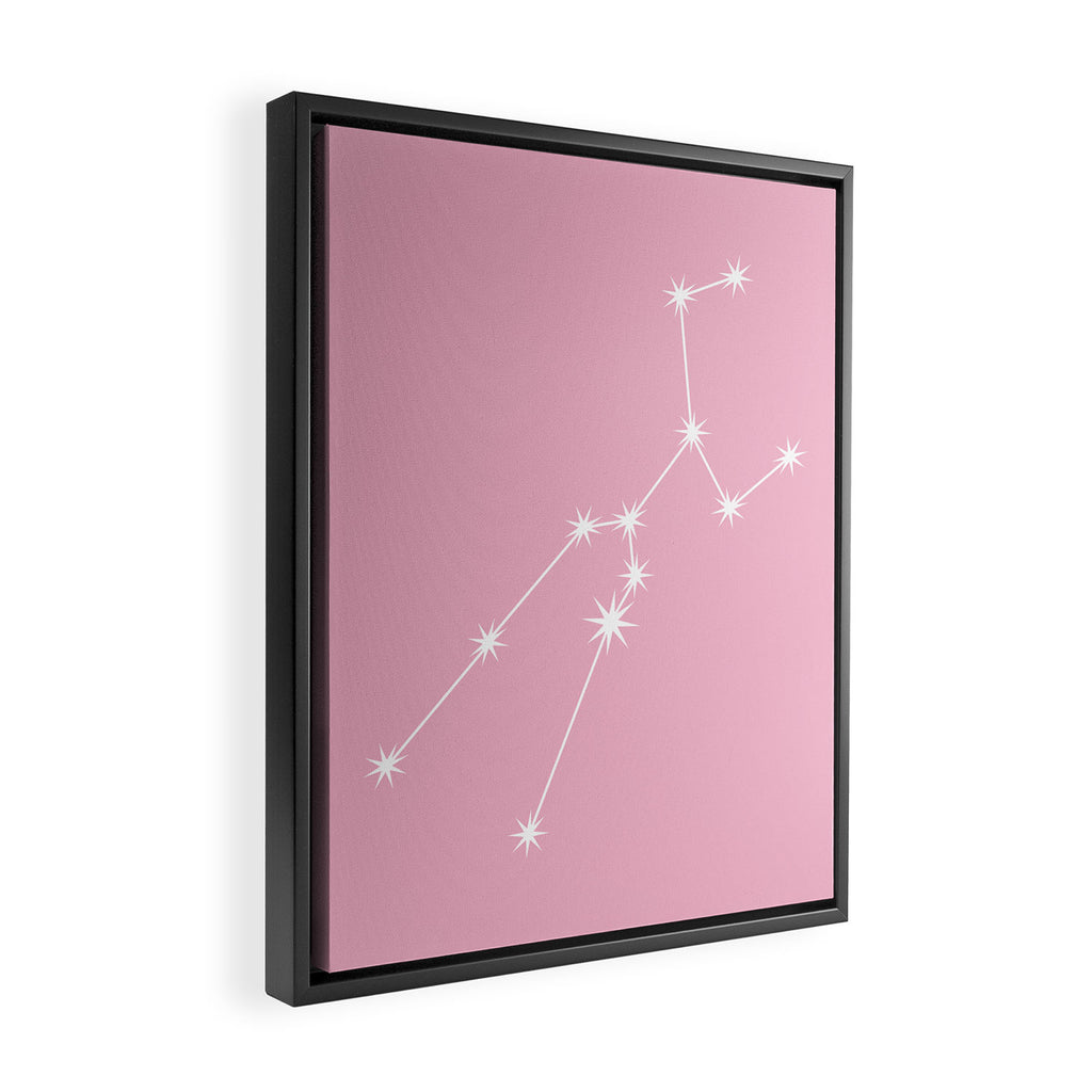 Taurus Zodiac Star Constellation Line Art Soft Pink Framed Canvas Print Gallery Image 2