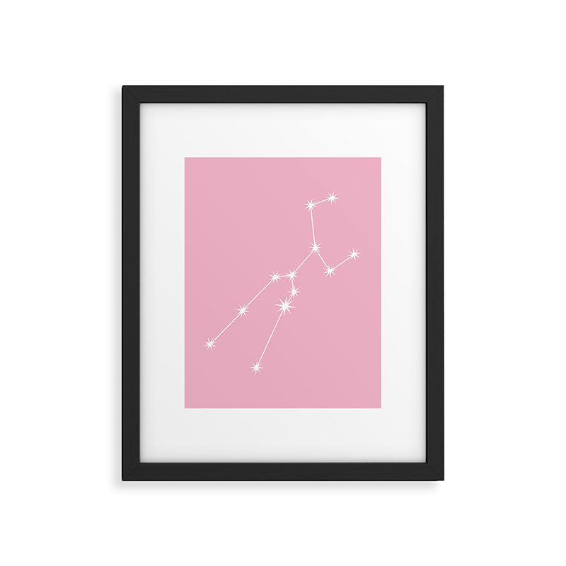 Taurus Zodiac Star Constellation Line Art Soft Pink Framed Art Print Gallery Image 6