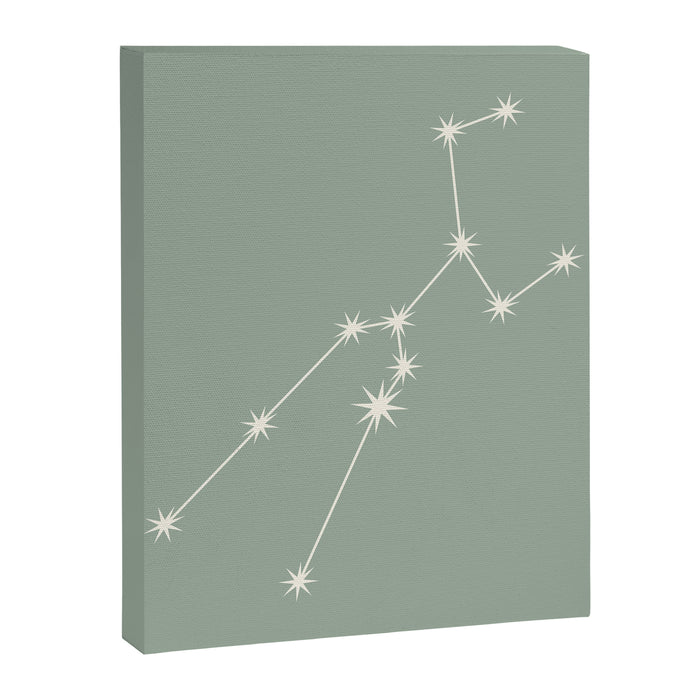 Taurus Zodiac Star Constellation Line Art Soft Sage Canvas Print Gallery Image 1
