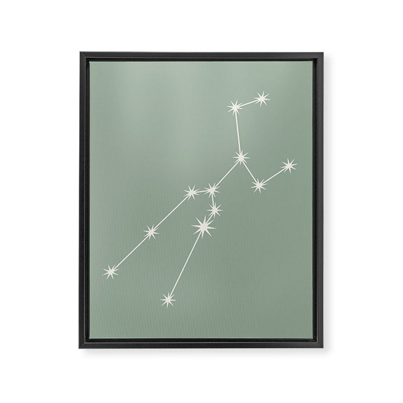 Taurus Zodiac Star Constellation Line Art Soft Sage Framed Canvas Print Gallery Image 8