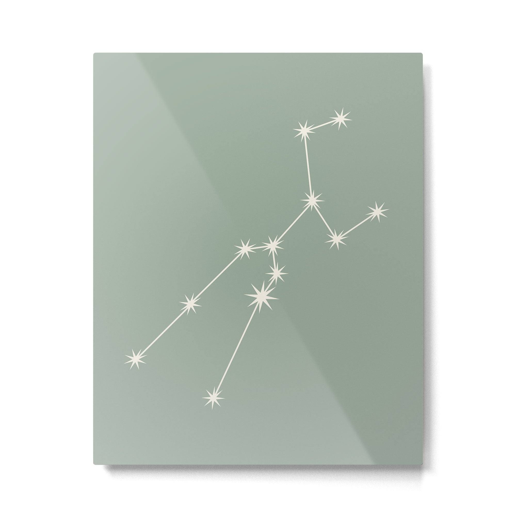 Taurus Zodiac Star Constellation Line Art Soft Sage Metal Print Gallery Image 6