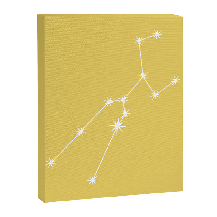 Taurus Zodiac Star Constellation Line Art Soft Yellow Canvas Print Gallery Image 1