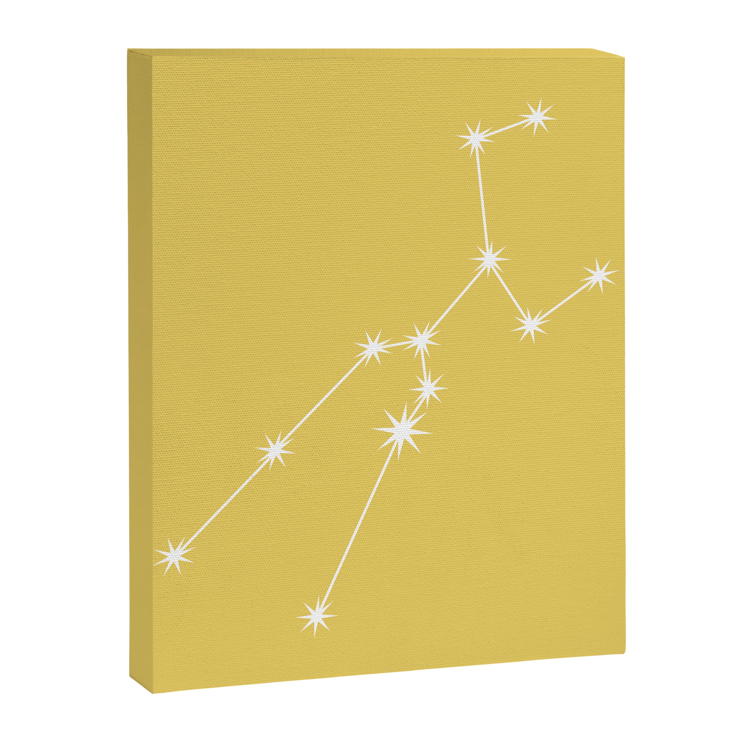 Taurus Zodiac Star Constellation Line Art Soft Yellow Canvas Print Gallery Image 8