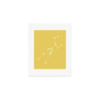 Taurus Zodiac Star Constellation Line Art Soft Yellow Art Print Gallery Image 1