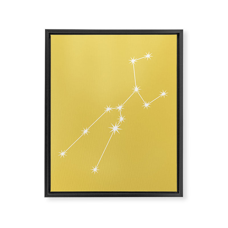 Taurus Zodiac Star Constellation Line Art Soft Yellow Framed Canvas Print Gallery Image 8