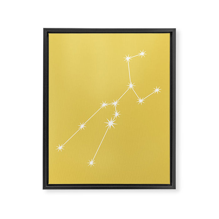 Taurus Zodiac Star Constellation Line Art Soft Yellow Framed Canvas Print Gallery Image 1