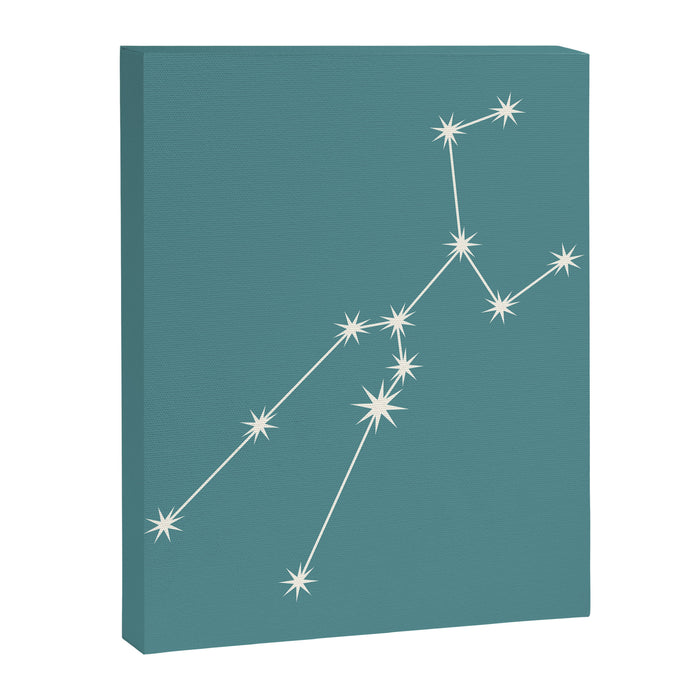 Taurus Zodiac Star Constellation Line Art Teal Canvas Print Gallery Image 1