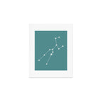 Taurus Zodiac Star Constellation Line Art Teal Art Print Gallery Image 1