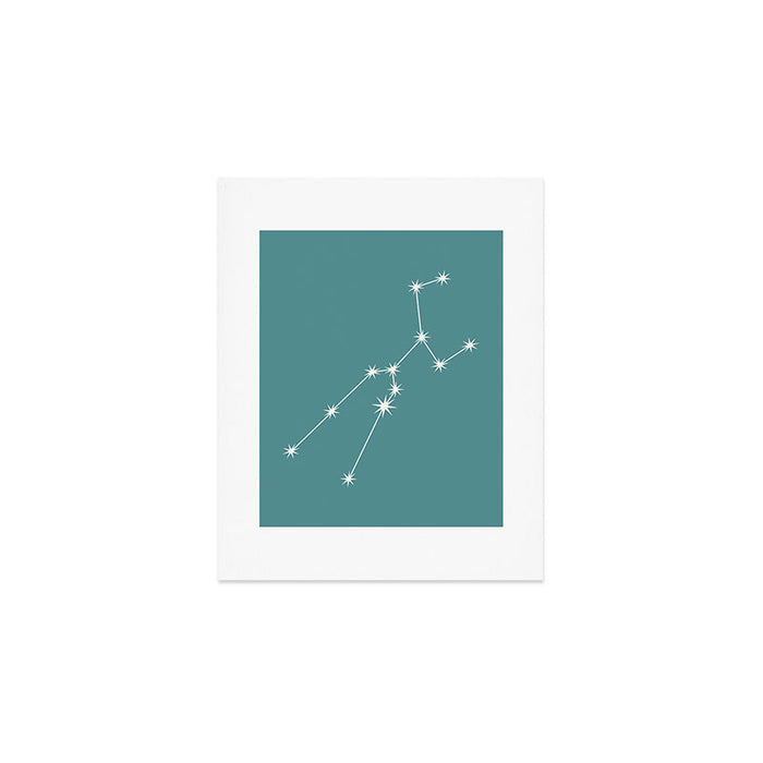 Taurus Zodiac Star Constellation Line Art Teal Art Print Gallery Image 1