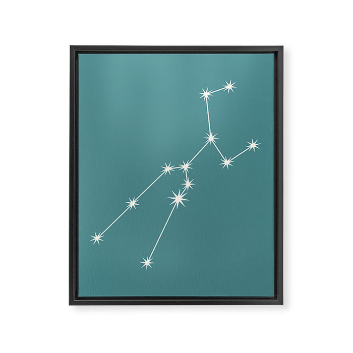 Taurus Zodiac Star Constellation Line Art Teal Framed Canvas Print Gallery Image 1