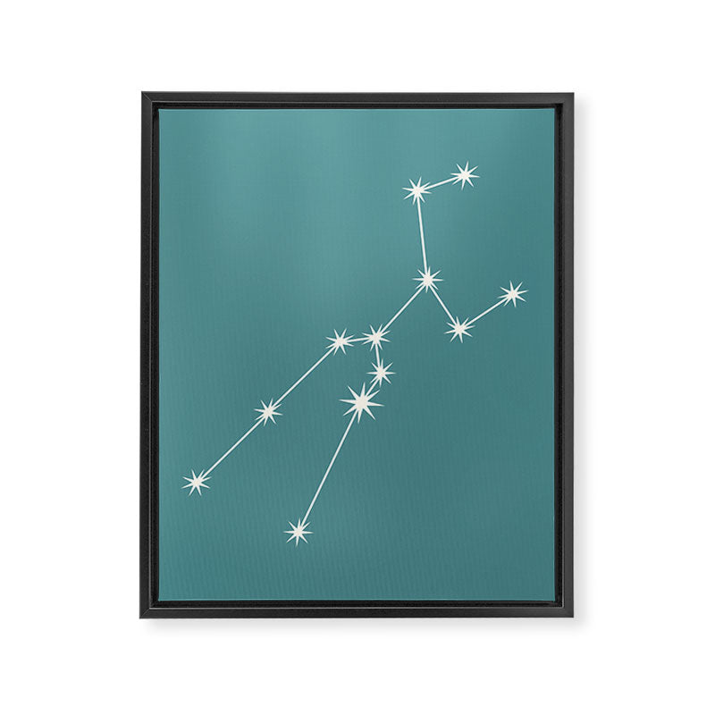 Taurus Zodiac Star Constellation Line Art Teal Framed Canvas Print Gallery Image 8
