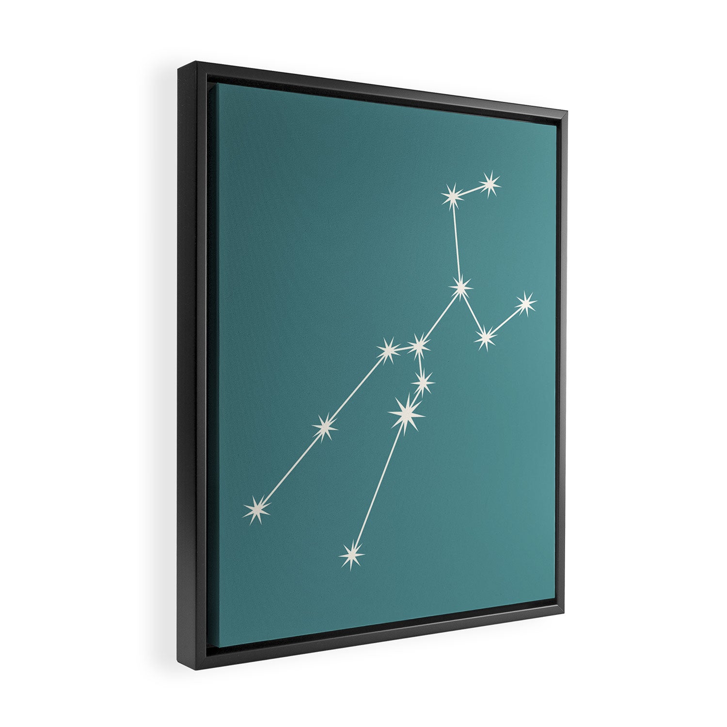 Taurus Zodiac Star Constellation Line Art Teal Framed Canvas Print Gallery Image 2