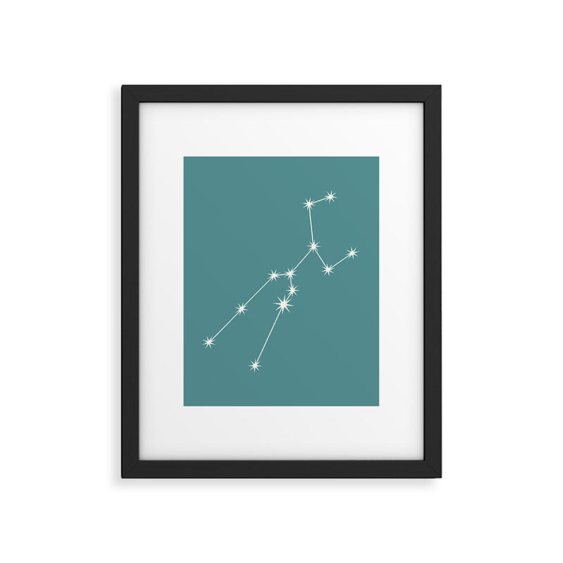 Taurus Zodiac Star Constellation Line Art Teal Framed Art Print Gallery Image 6