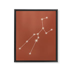 Taurus Zodiac Star Constellation Line Art Terracotta Red Framed Canvas Print Gallery Image 8