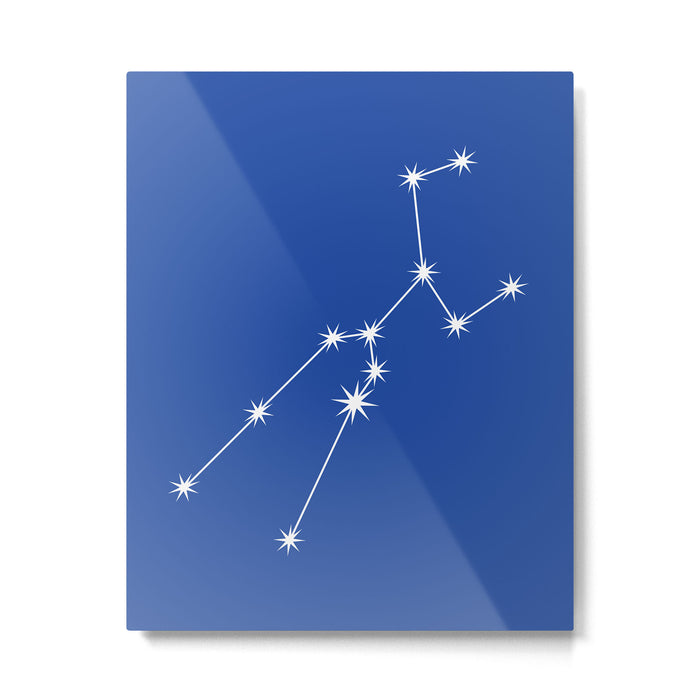Taurus Zodiac Star Constellation Line Art Vibrant Blue Metal Print Gallery Image 1