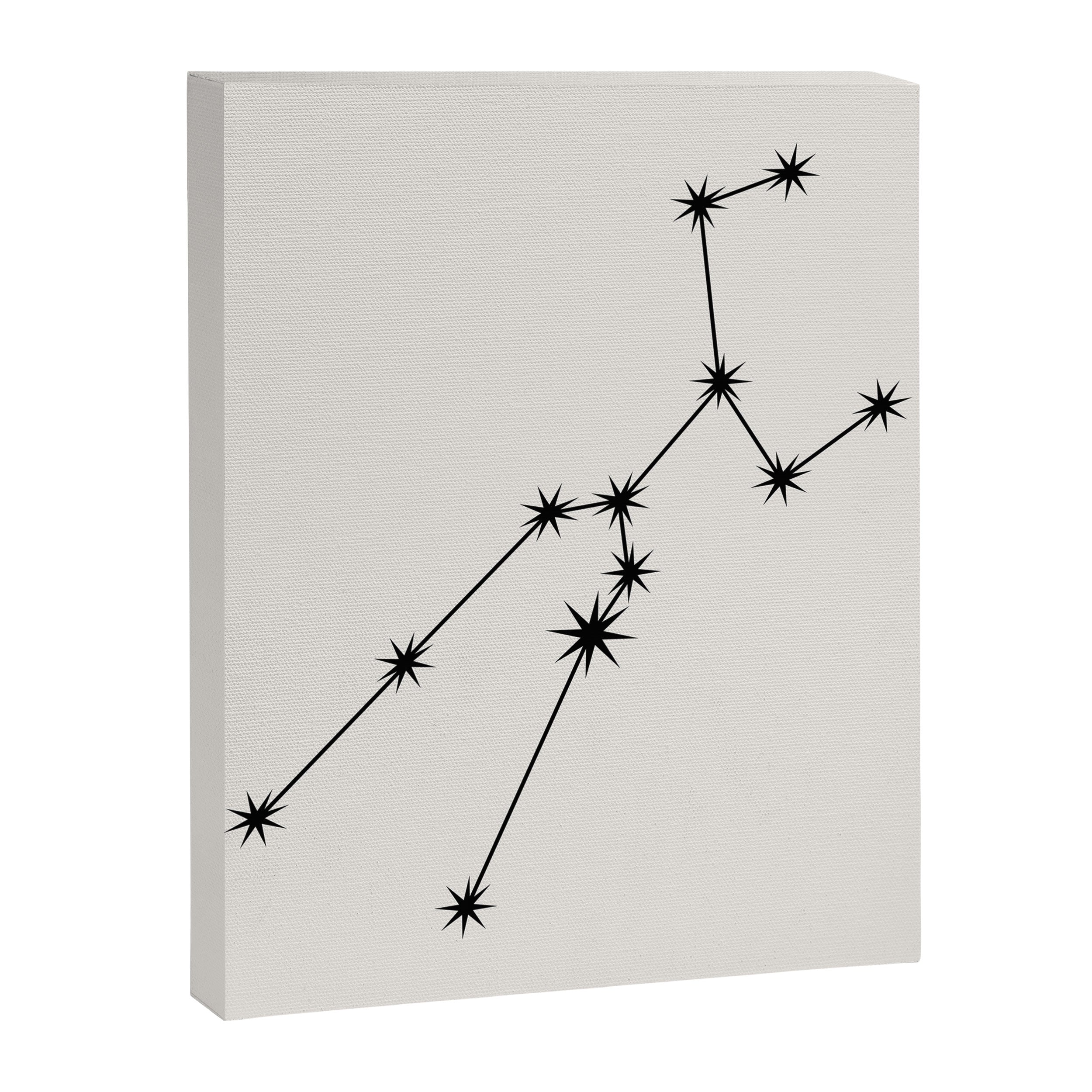 Taurus Zodiac Star Constellation Line Art White Canvas Print Gallery Image 8