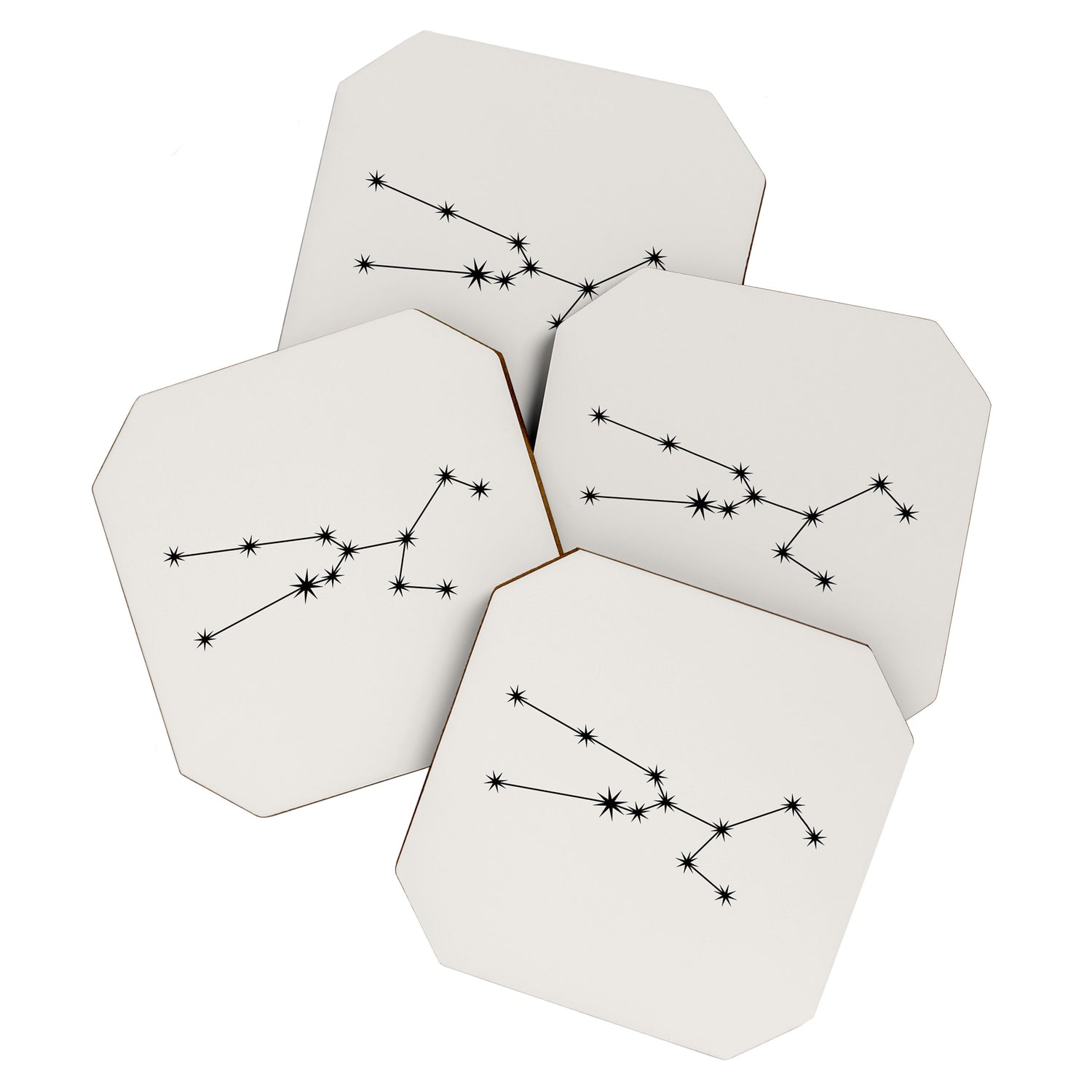 Taurus Zodiac Star Constellation Line Art White Coaster Gallery Image 1