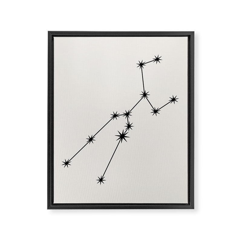 Taurus Zodiac Star Constellation Line Art White Framed Canvas Print Gallery Image 8