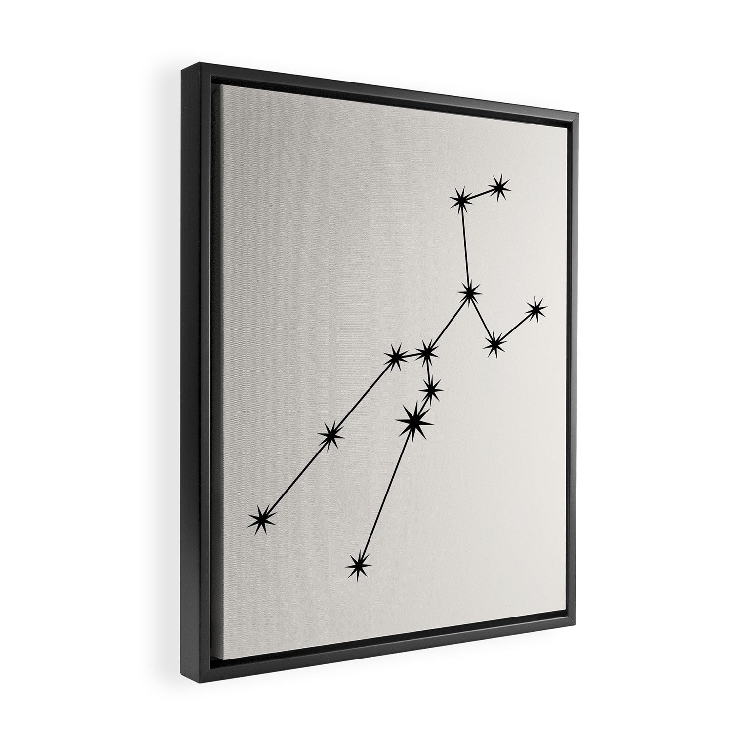 Taurus Zodiac Star Constellation Line Art White Framed Canvas Print Gallery Image 2