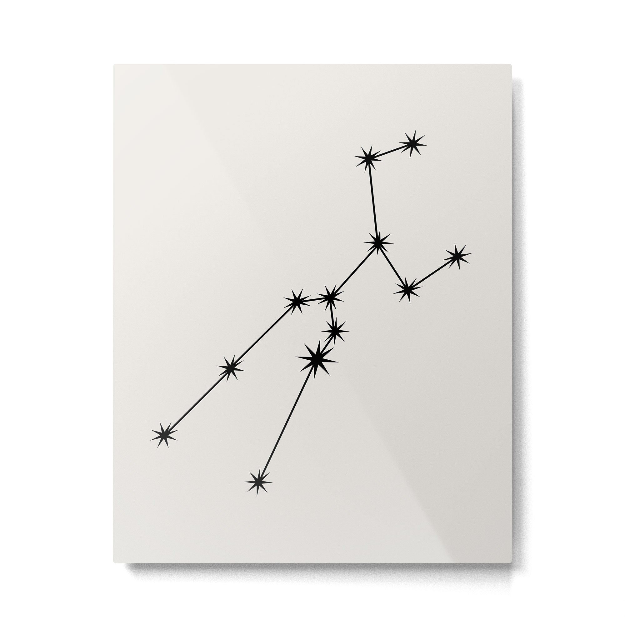 Taurus Zodiac Star Constellation Line Art White Metal Print Gallery Image 6