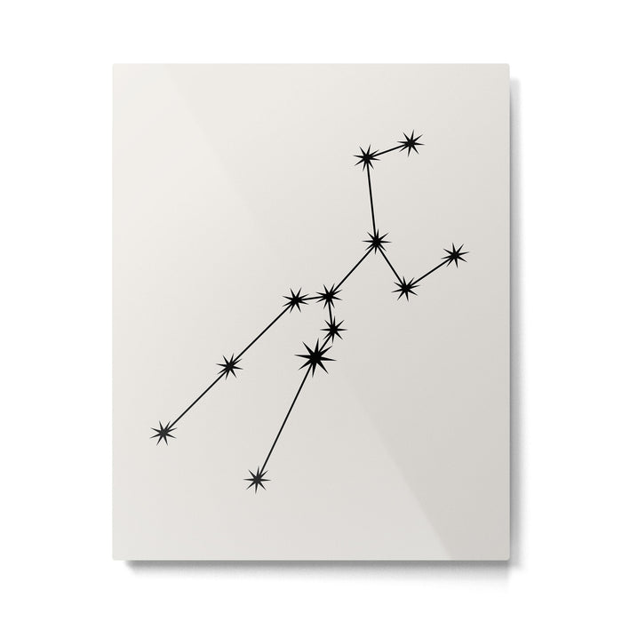 Taurus Zodiac Star Constellation Line Art White Metal Print Gallery Image 1
