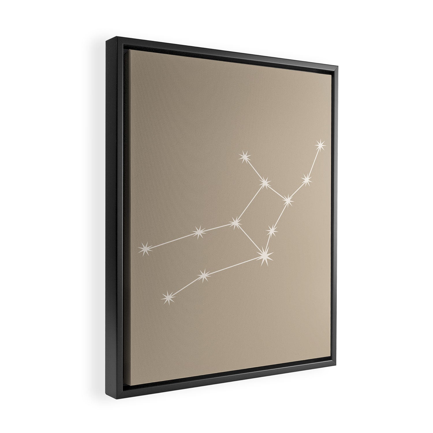 Virgo Zodiac Star Constellation Line Art Beige Framed Canvas Print Gallery Image 2