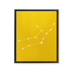 Virgo Zodiac Star Constellation Line Art Bright Yellow Framed Canvas Print Gallery Image 8