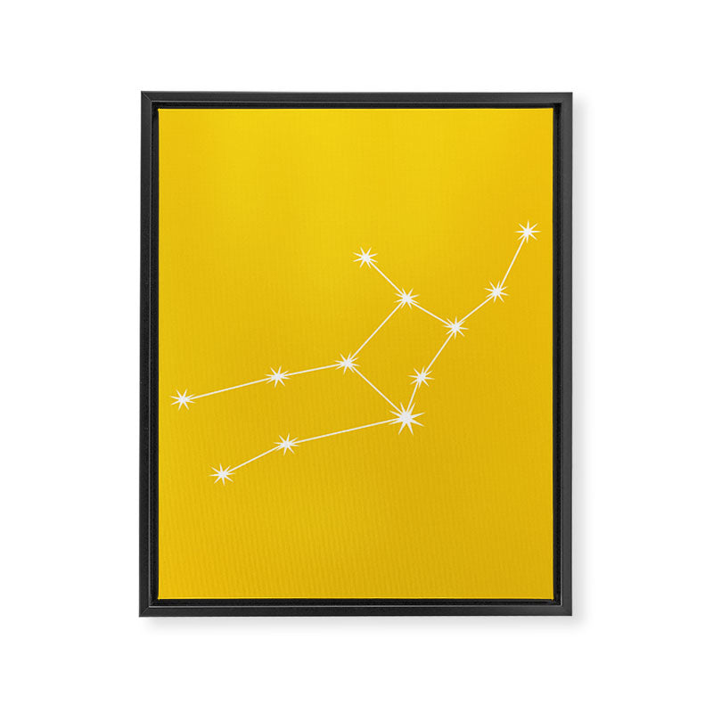 Virgo Zodiac Star Constellation Line Art Bright Yellow Framed Canvas Print Gallery Image 8