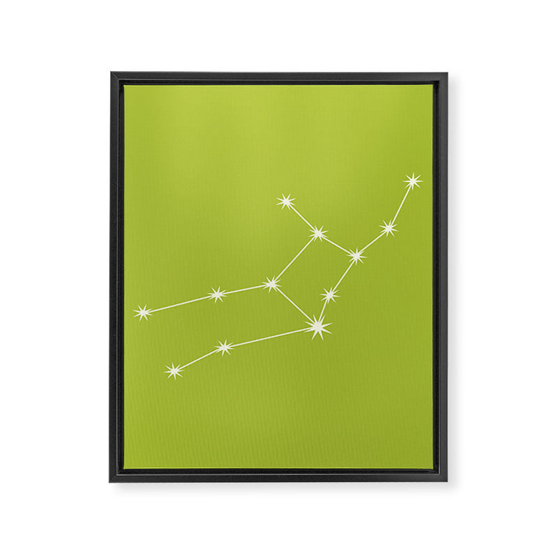Virgo Zodiac Star Constellation Line Art Chartreuse Green Framed Canvas Print Gallery Image 8