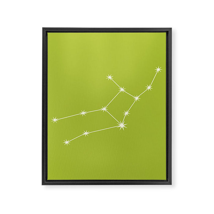 Virgo Zodiac Star Constellation Line Art Chartreuse Green Framed Canvas Print Gallery Image 1