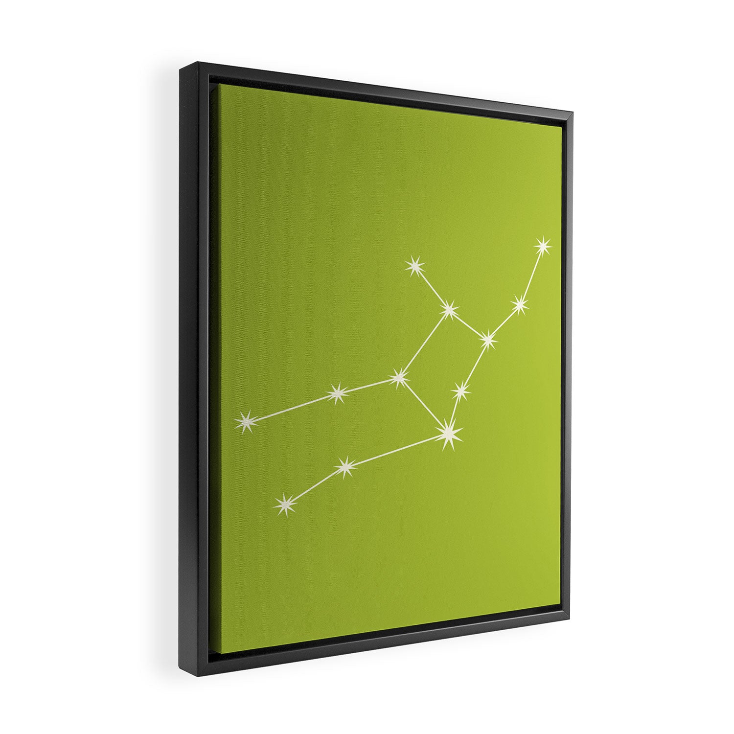 Virgo Zodiac Star Constellation Line Art Chartreuse Green Framed Canvas Print Gallery Image 2