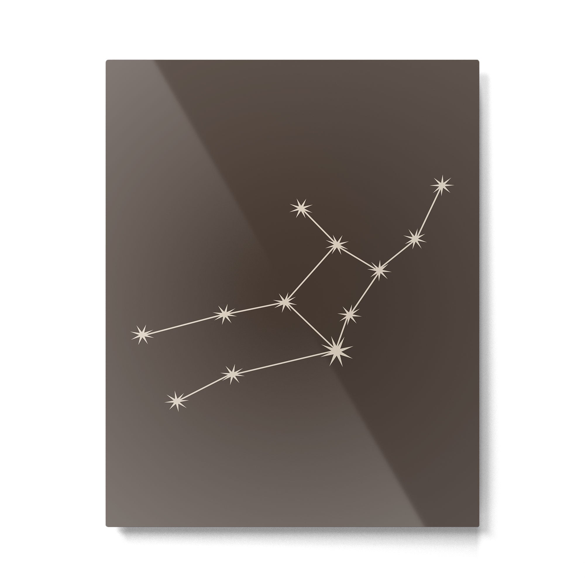 Virgo Zodiac Star Constellation Line Art Coffee Brown Metal Print Gallery Image 6
